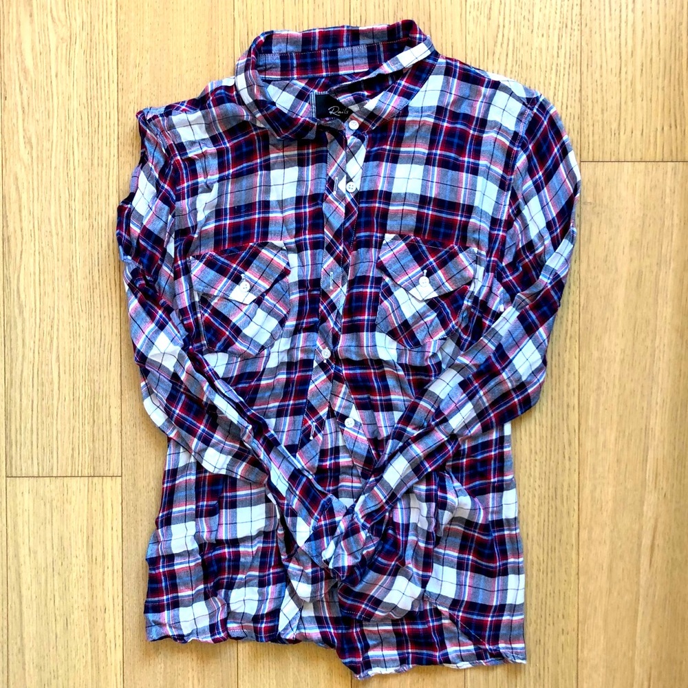 Rails Plaid Soft Button Down Shirt Sz M! - image 1